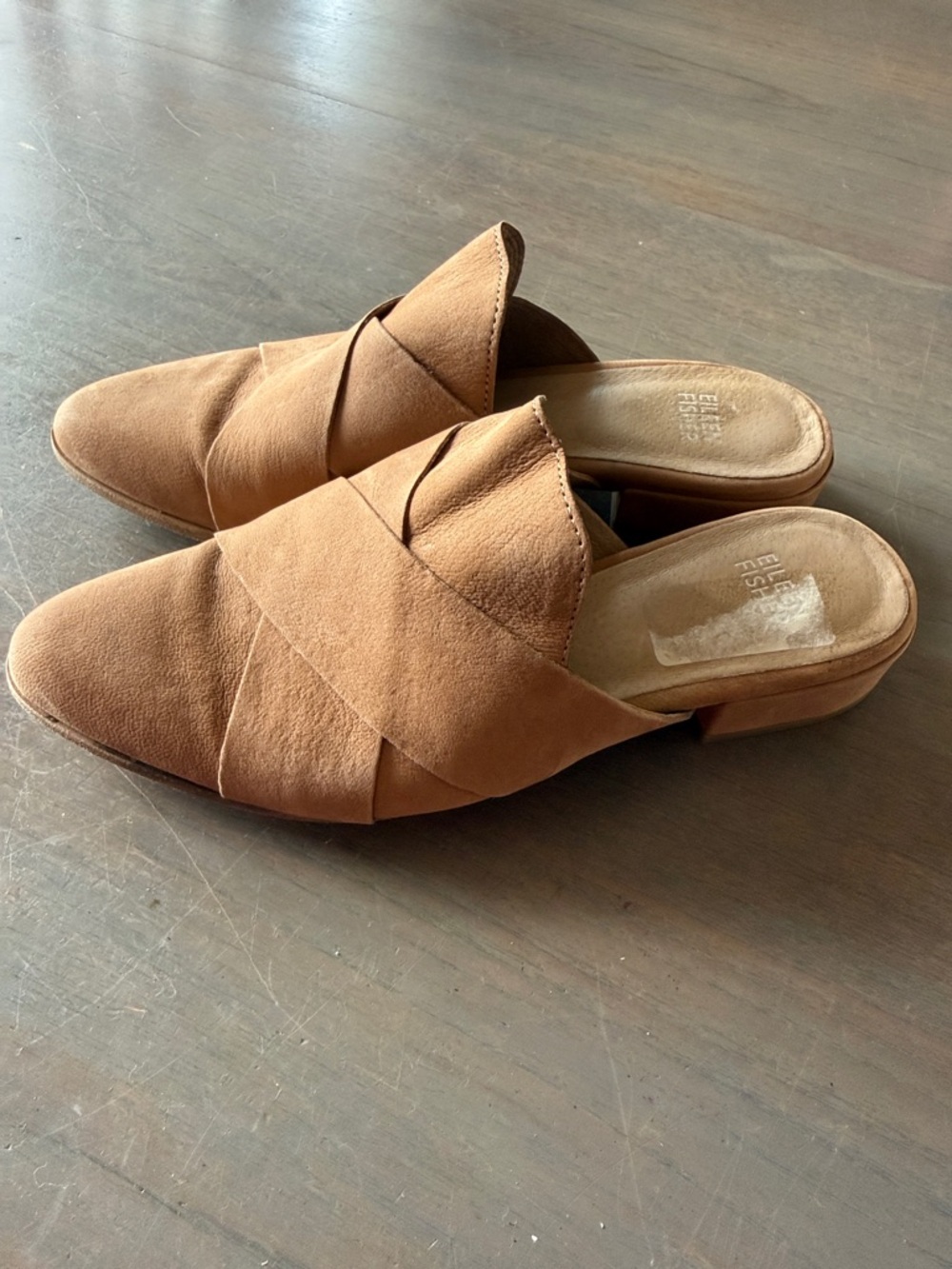 Eileen Fisher Tan Suede Slip-On Mules. Size 7.5